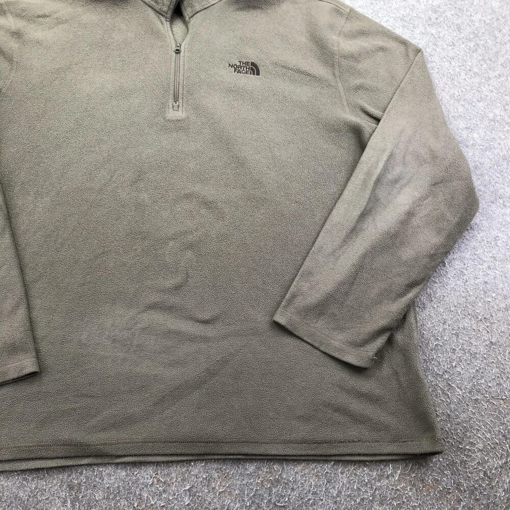 The North Face Pullover Mens XL Green 1/4 Zip Long Sleeve Fleece Hiking Top